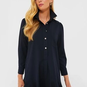 Tuckernuck Navy Crepe Callahan Shirt Dress